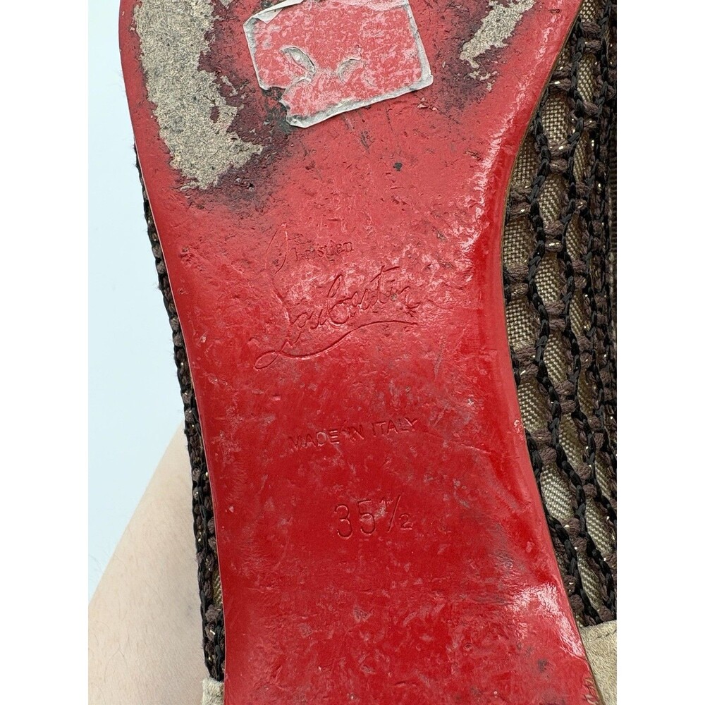 Christian Louboutin Brown Suede & Mesh Flats w/ Tortoise Spikes Sz EU 35.5 - Picture 12 of 12